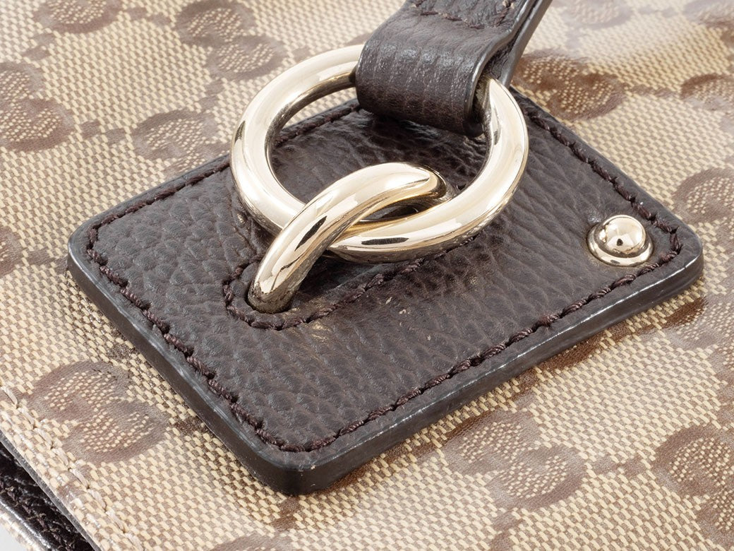 GUCCI GG Crystal Canvas Tote Bag Beige Leather A4 size 353706 Preowned Auth22
