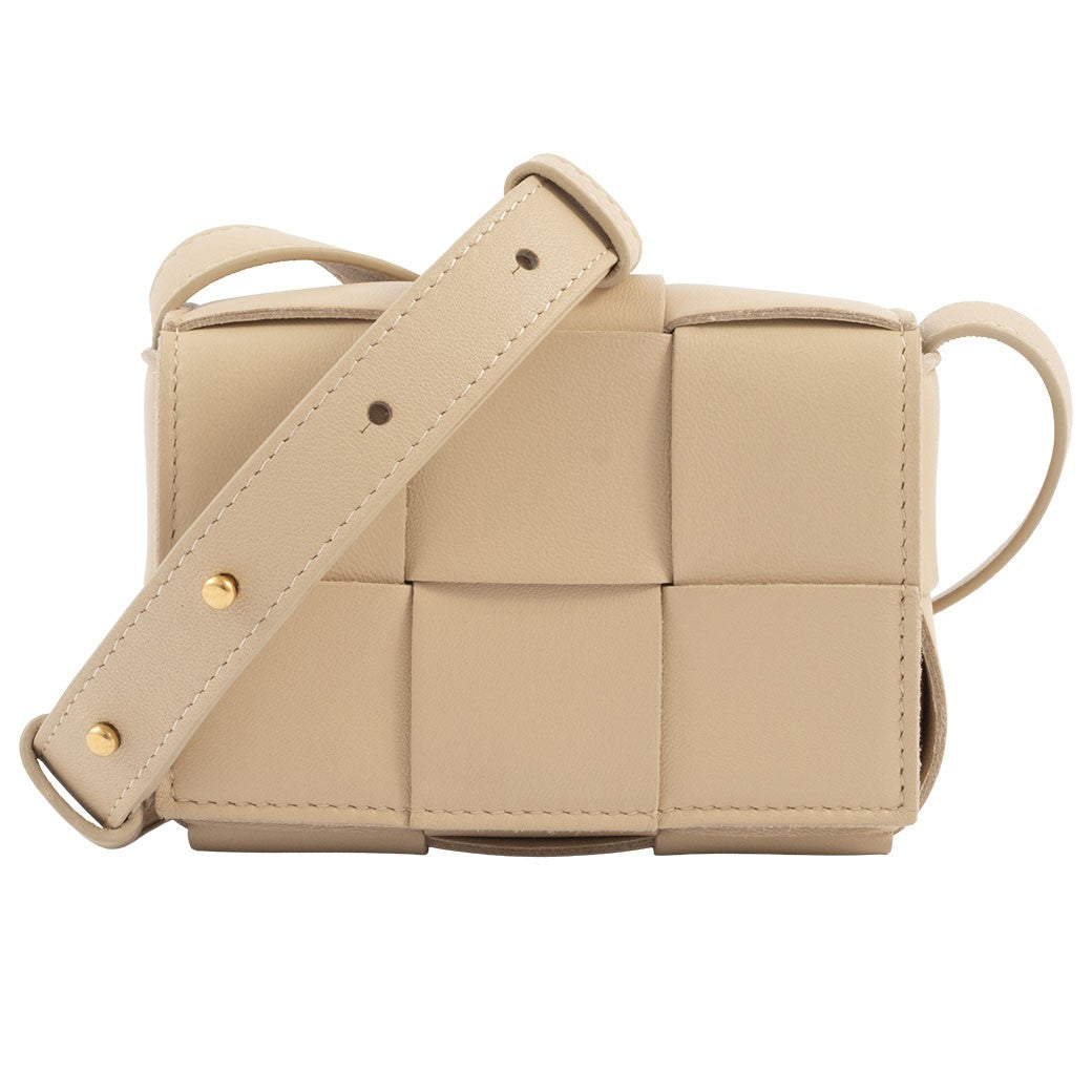 BOTTEGA VENETA Candy Cassette Crossbody Bag Beige Leather 666688 Preowned Auth0