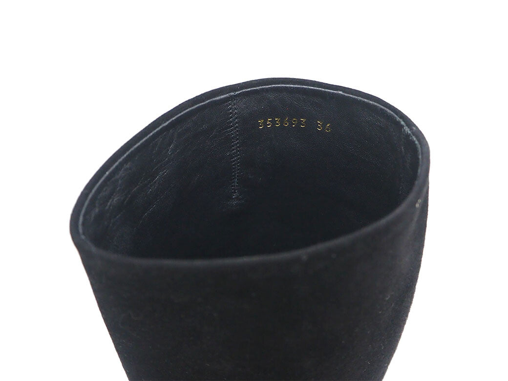 Gucci shoes suede long boots black ladies stiletto heel 36 Reuse Used Preowned8