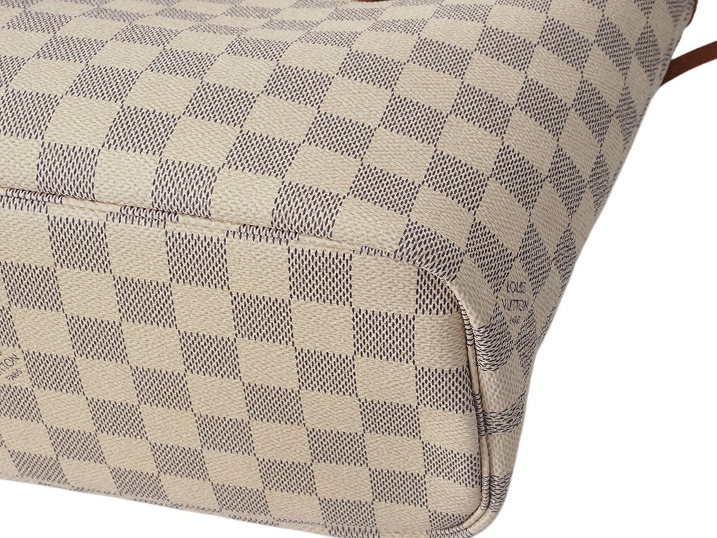 LOUIS VUITTON Neverfull PM Damier Azur N40605 White Shoulder Tote Bag Preowned3
