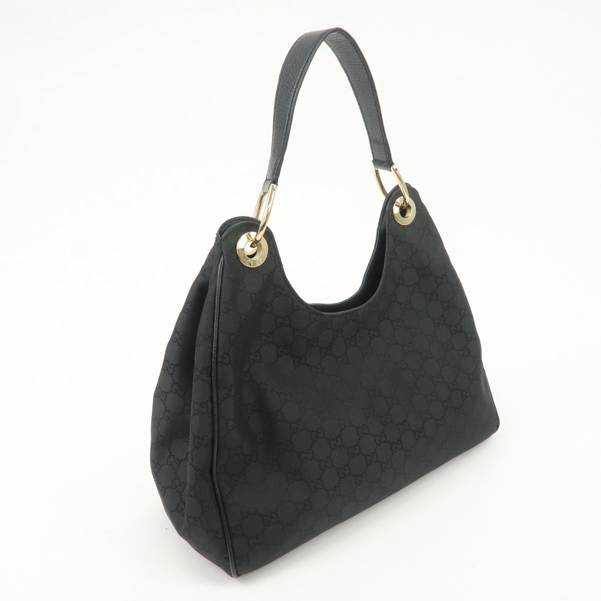 GUCCI GG Nylon Leather Shoulder Bag Hand Bag Black 257268 Authentic Used F/S3