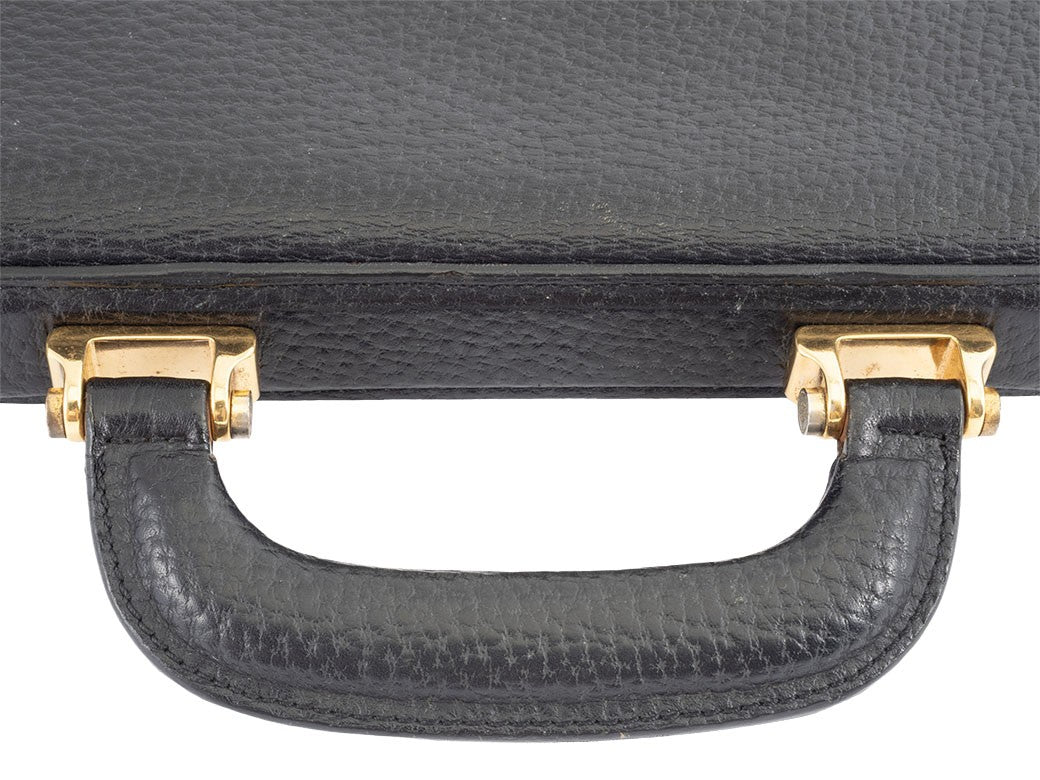 LOEWE Anagram Briefcase Black Leather Men's Business Bag Large A4 Preowned Auth3