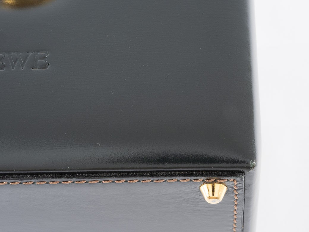 LOEWE Vintage Vanity Bag Womens Box Handbag Green Leather Preowned Auth3
