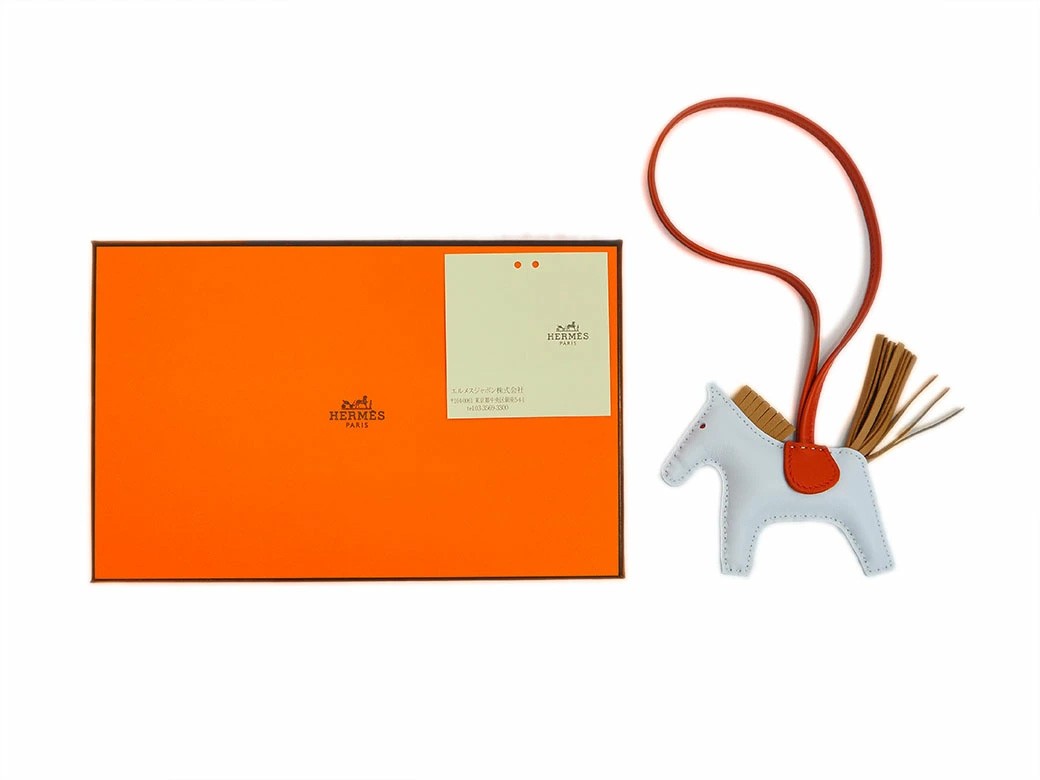 HERMES Rodeo PM Horse Bag Charm Bleu Brume Cornelian Chai Unused Preowned Auth5