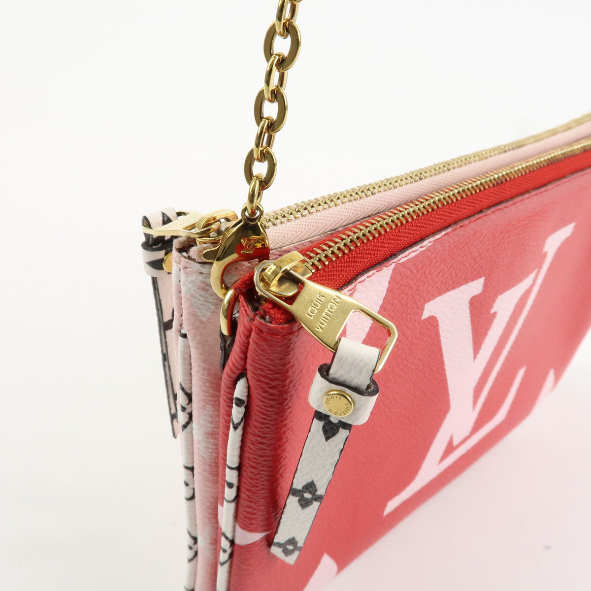 Louis Vuitton Monogram Giant Pochette Double Zip Pouch Rouge M67561 Used F/S11