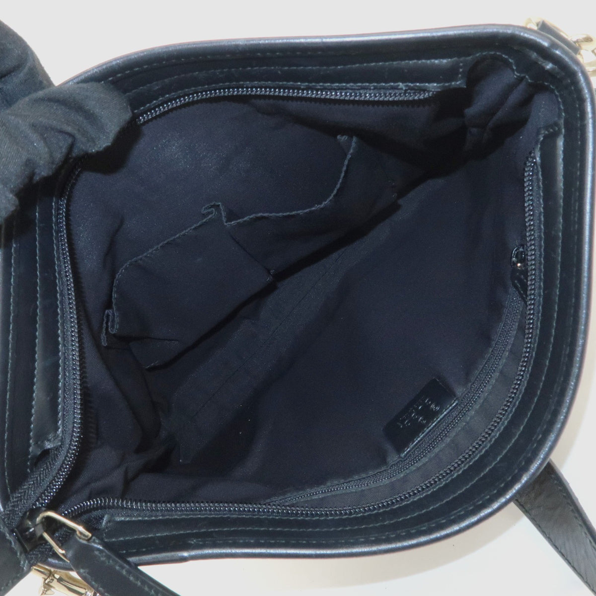 GUCCI Sherry GG Canvas Leather Shoulder Bag Beige Black 388926 Auth Used F/S19