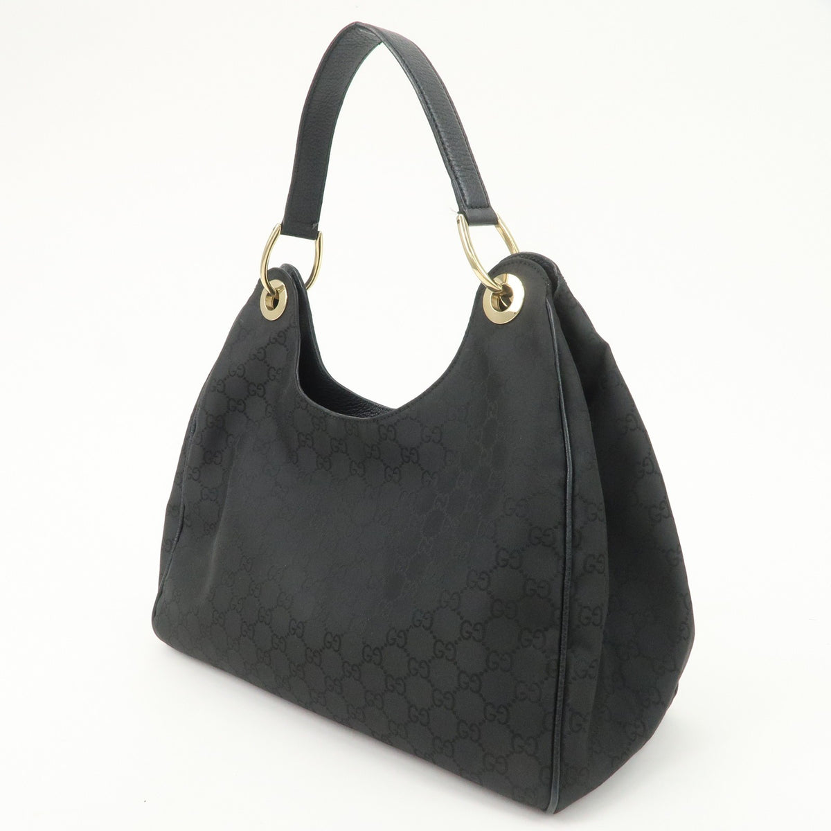 GUCCI GG Nylon Leather Shoulder Bag Hand Bag Black 257268 Authentic Used F/S2