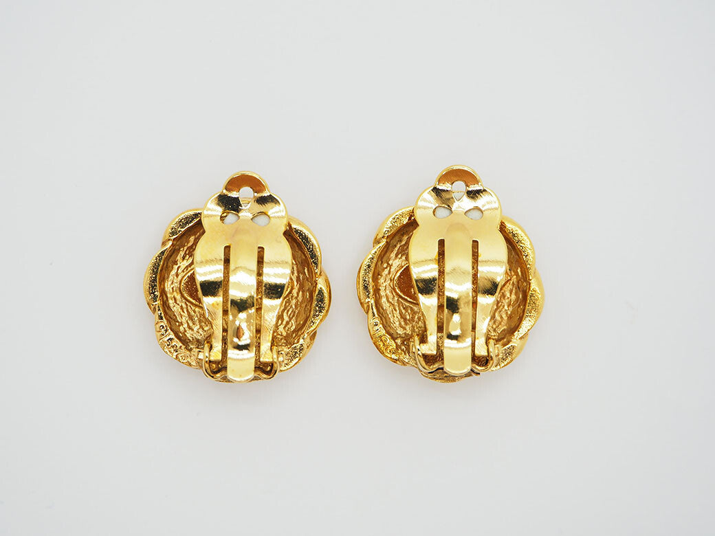 Chanel Vintage Cocomark earrings gold ladies round round round Reuse Used3