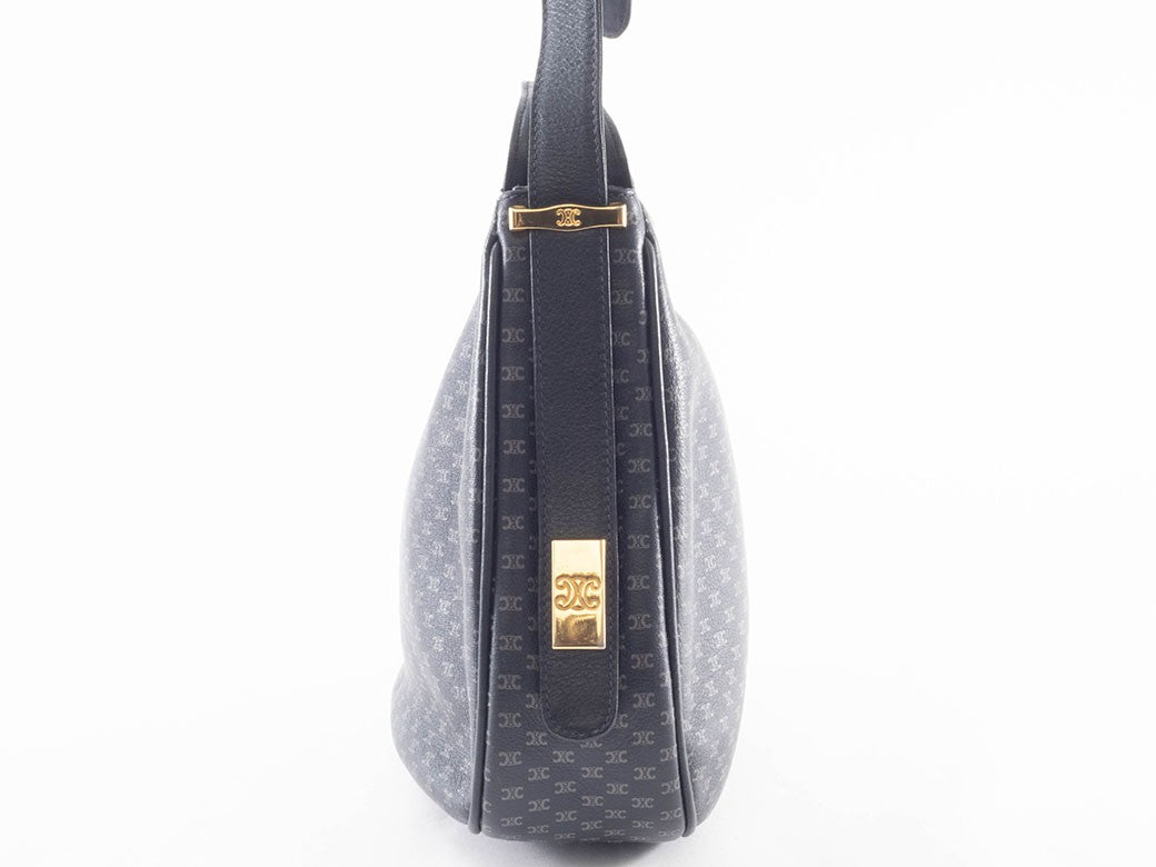 CELINE Macadam Blazon Navy PVC Leather Shoulder Bag Hobo Vintage Preowned Auth5