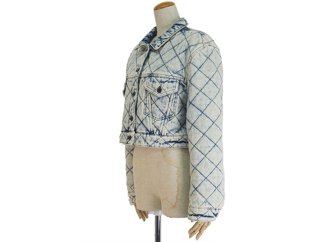 MIU MIU Quilted Denim Jacket Blue GWB086 38 Ladies Chemical Wash Reuse Used1