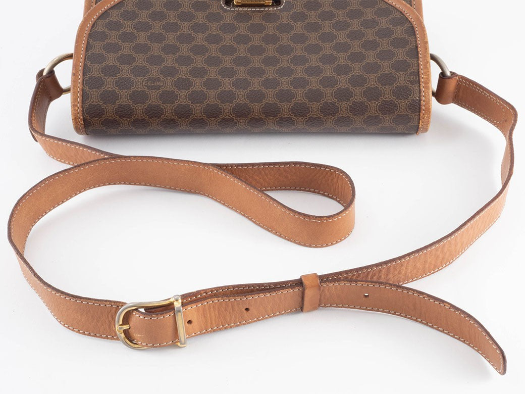 CELINE Macadam Flap Crossbody Shoulder Bag Womens Brown M08 Preowned Auth9