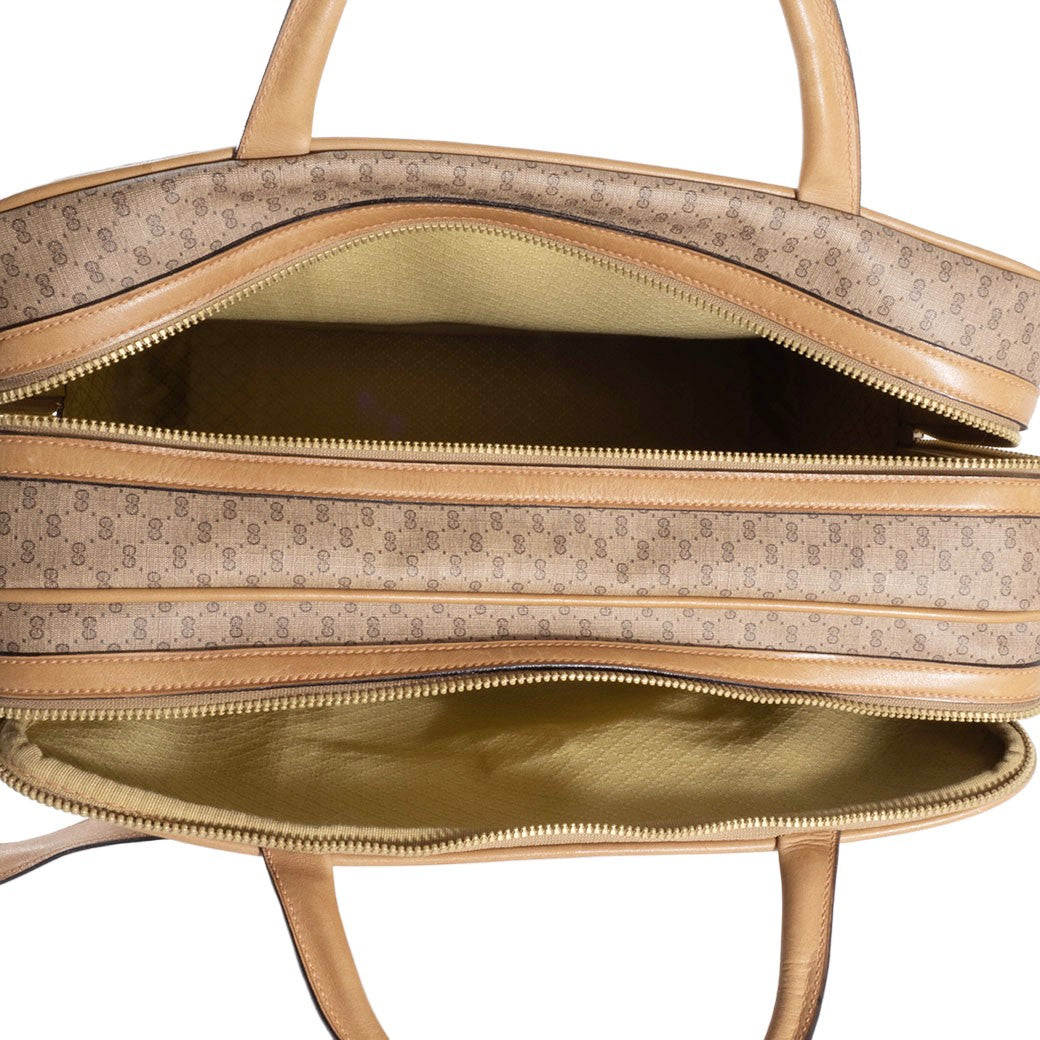GUCCI Old Gucci Micro GG PVC Boston Bag Travel Beige Brown Vintage Preowned11