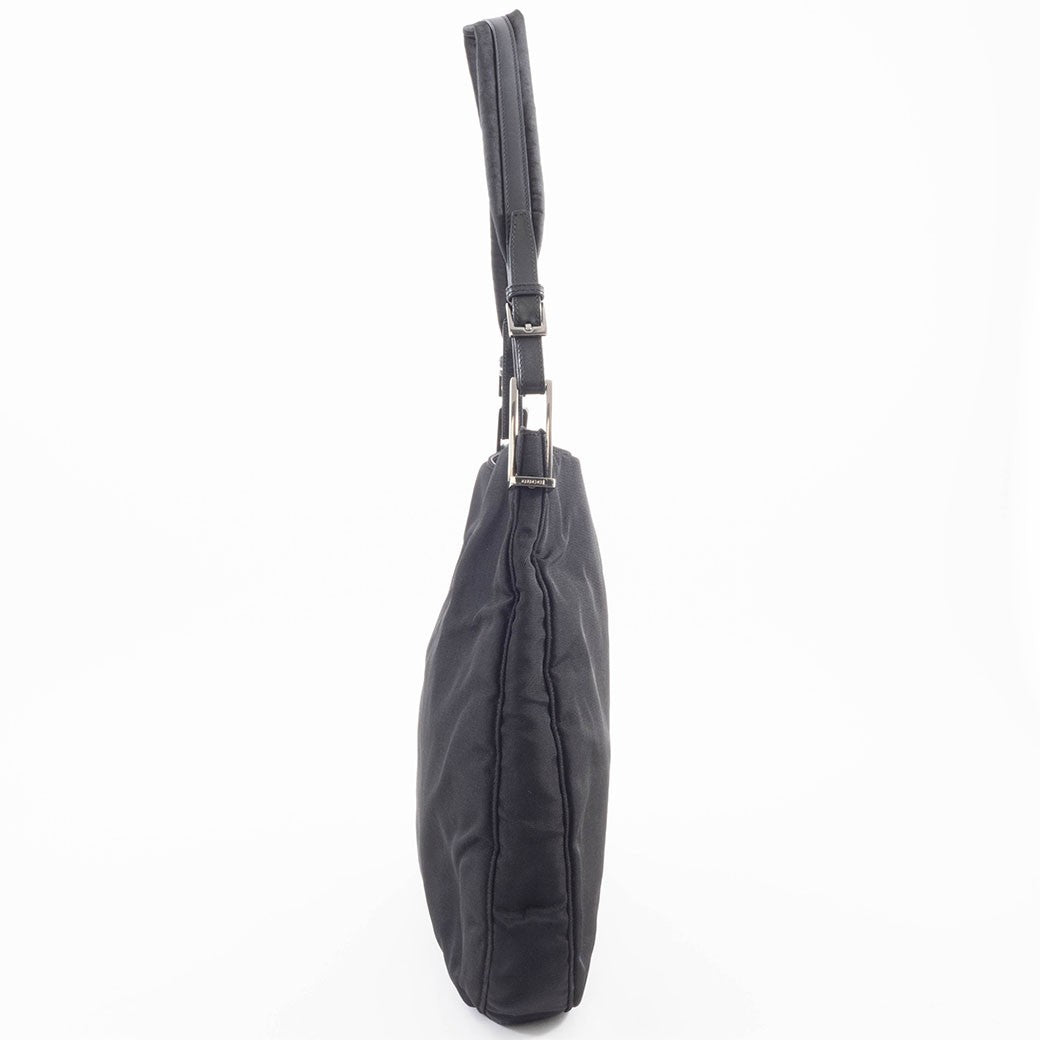 GUCCI Hobo Shoulder Bag Black Nylon Leather A4 Size 001.3166 Preowned Auth5