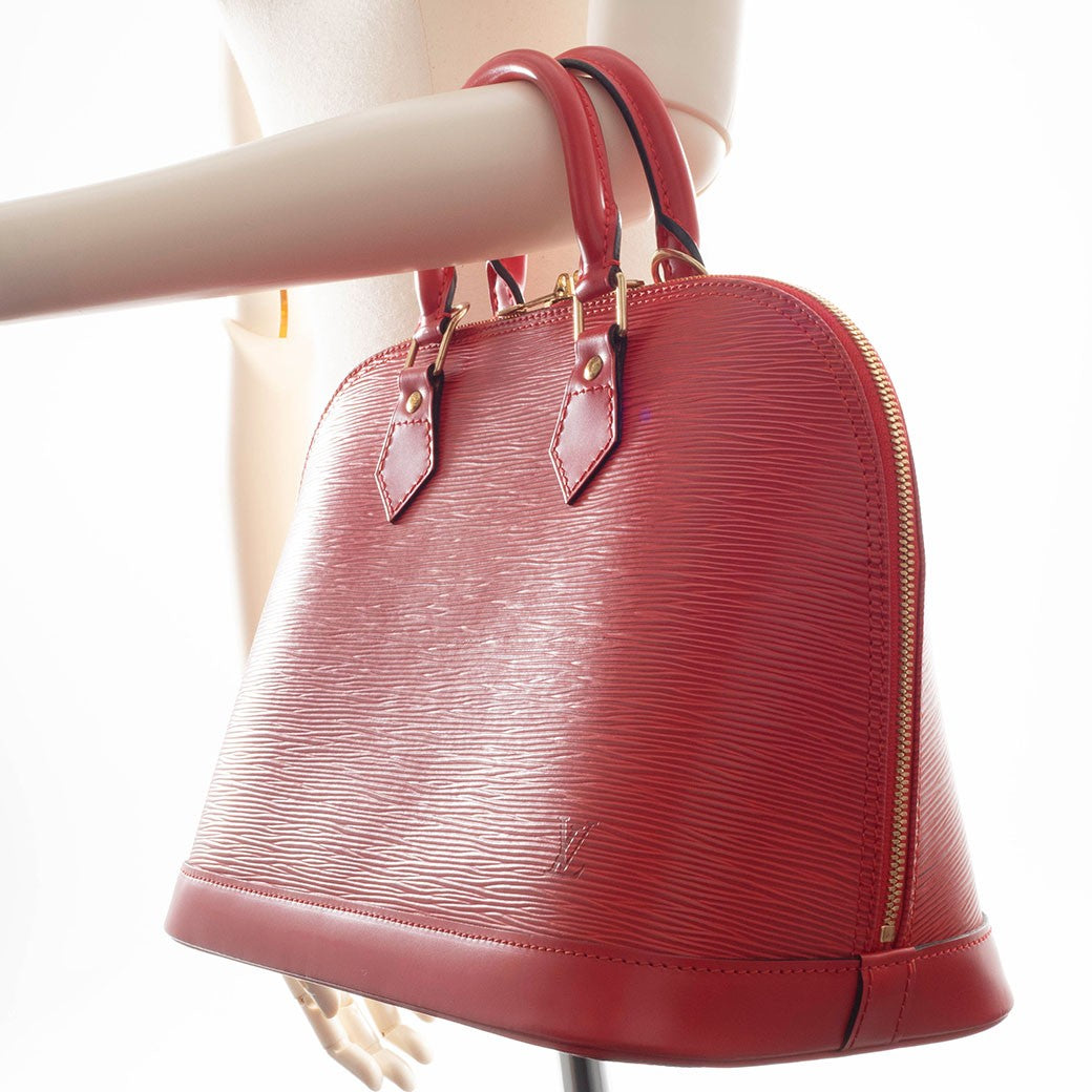 LOUIS VUITTON Alma PM Epi Leather Handbag Red Tote Bag Womens M52147 Preowned10