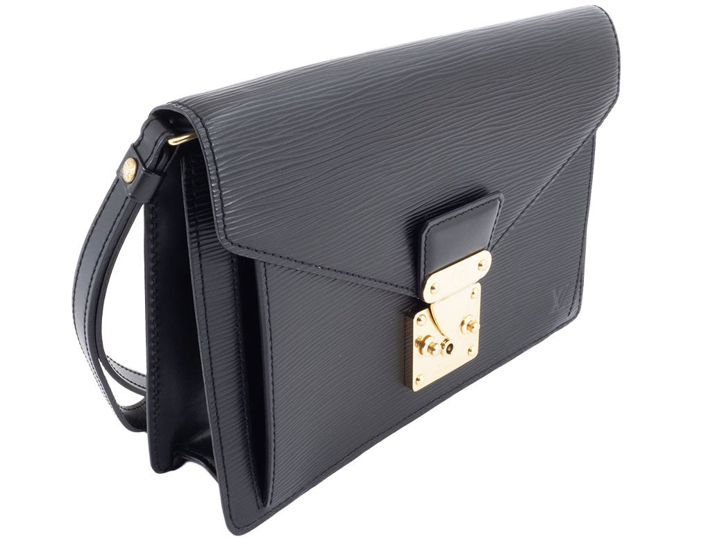 LOUIS VUITTON Pochette Serie Dragonne Second Bag M52612 Epi Leather Black Reuse2