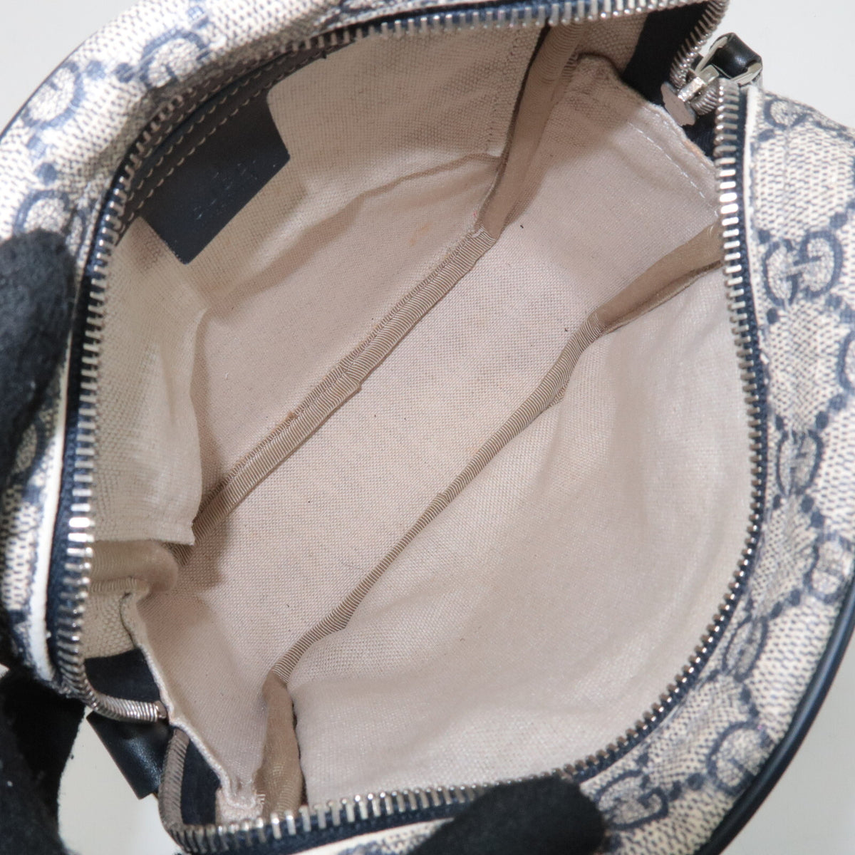 GUCCI GG Supreme Canvas Leather Shoulder Bag Navy Beige Vintage 233268 Preowned9