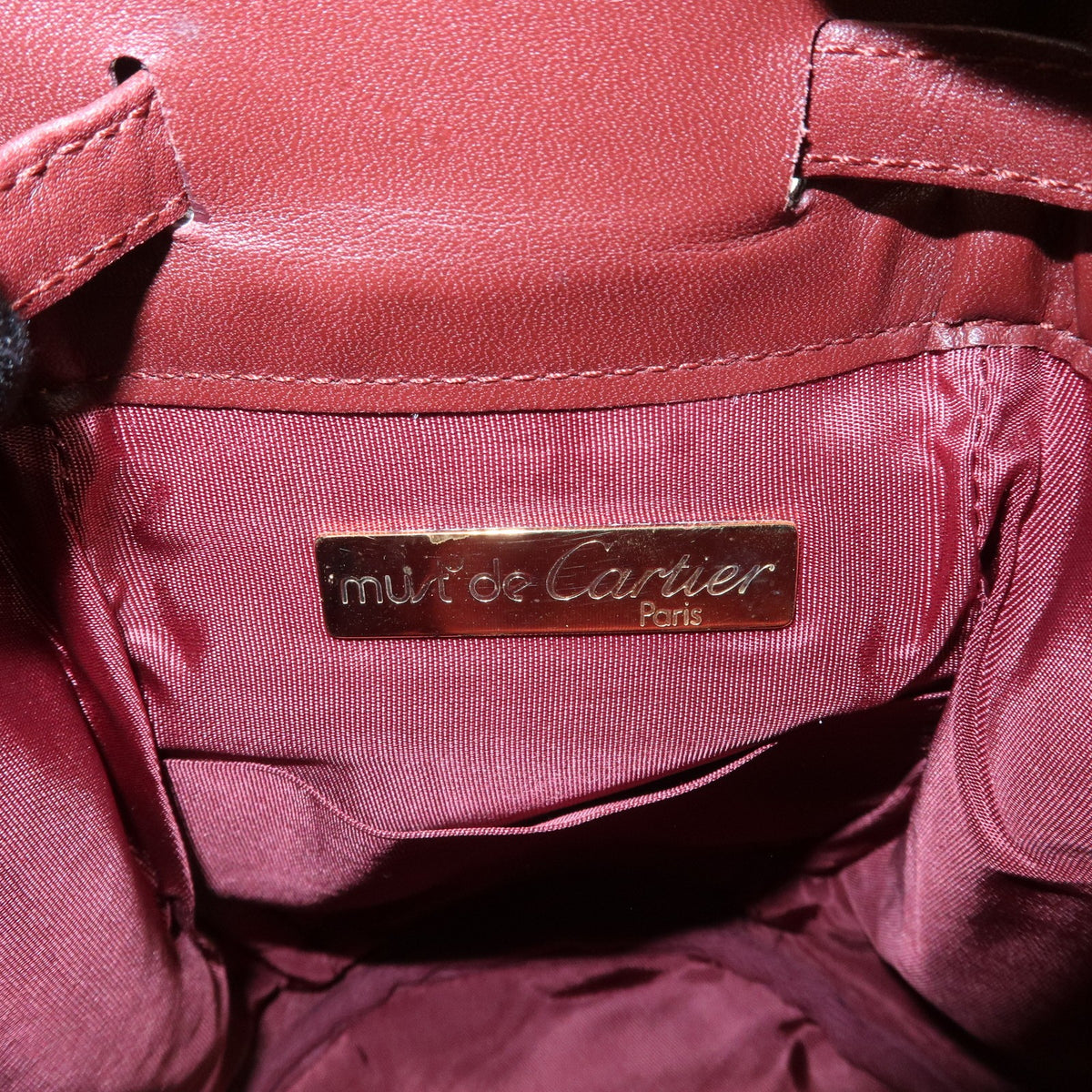 Cartier Must de Cartier Calf Leather Shoulder Bag Burgundy Authentic Used F/S22