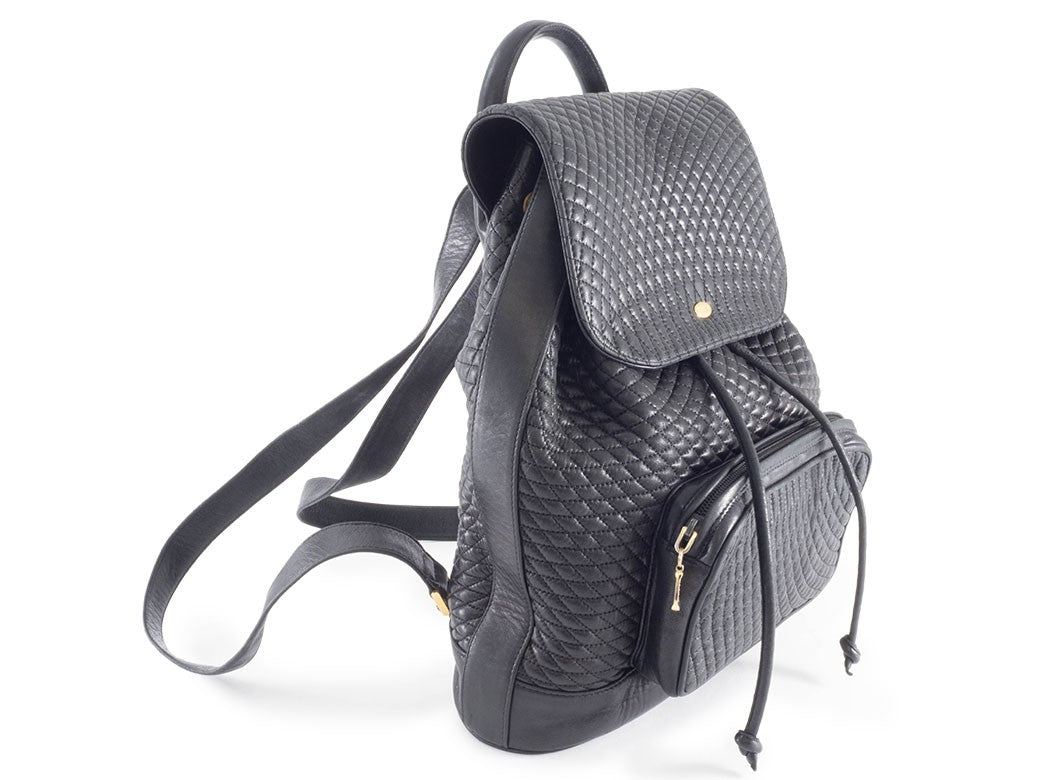 berry Bag Quilted Backpack Rucksack Black with Pouch Reuse Used Preowned1