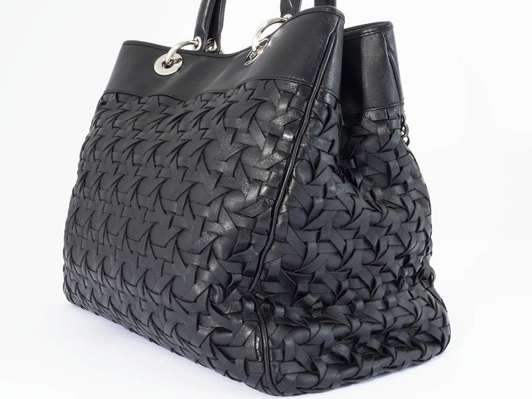 Christian Dior Diorissimo Handbag Black Leather Shoulder Bag Preowned Auth4
