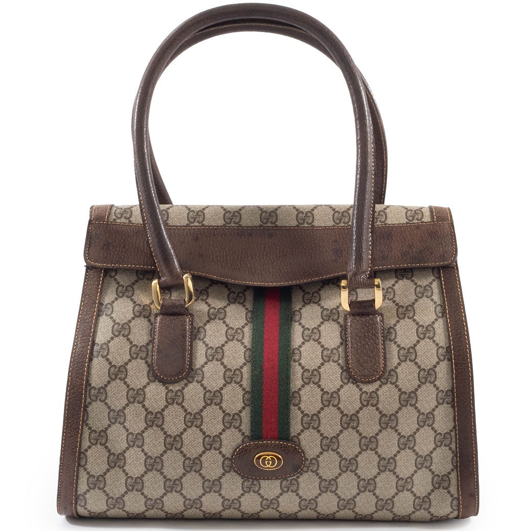 GUCCI Old Gucci Web Line Sherry Handbag Shoulder Interlocking Preowned Auth0