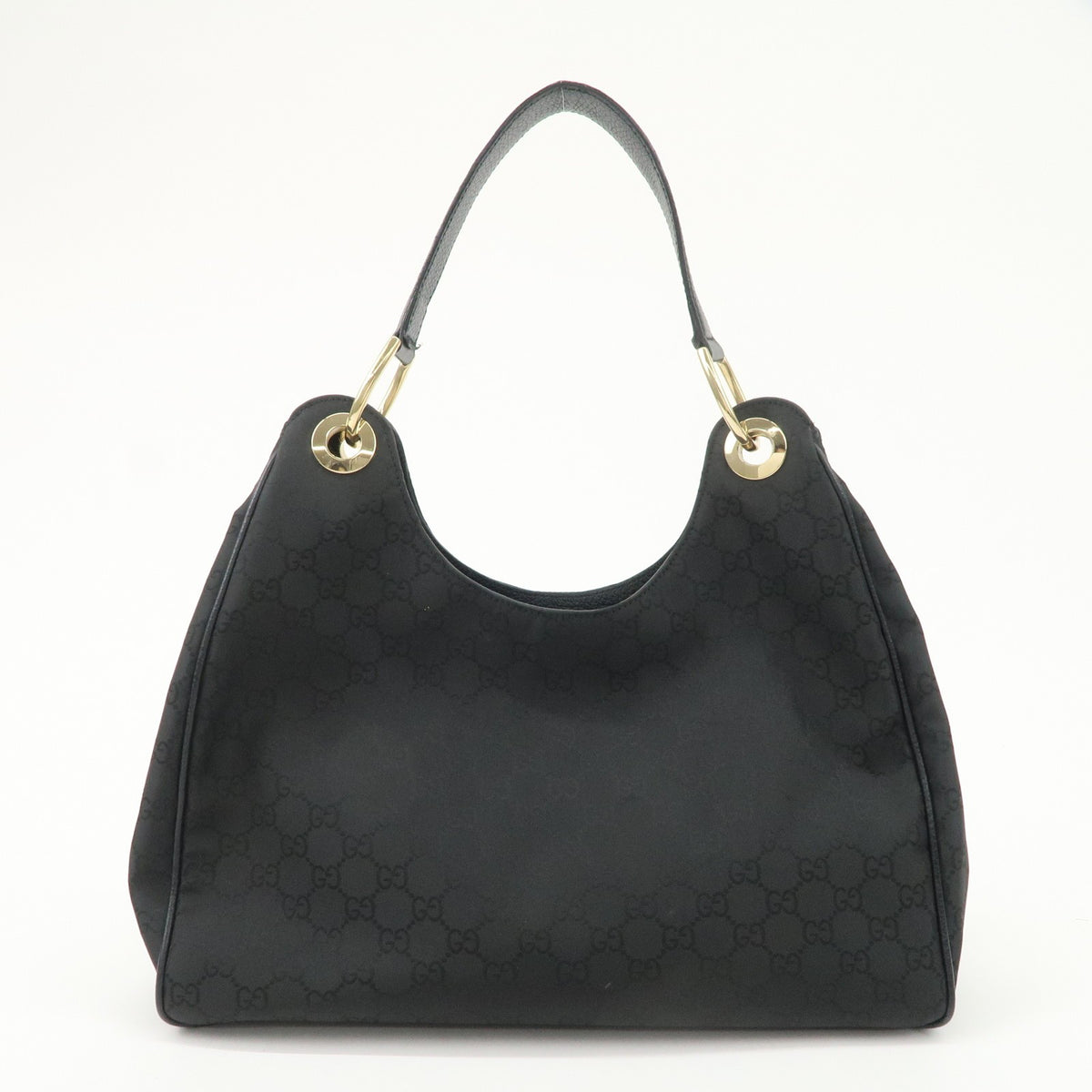 GUCCI GG Nylon Leather Shoulder Bag Hand Bag Black 257268 Authentic Used F/S1