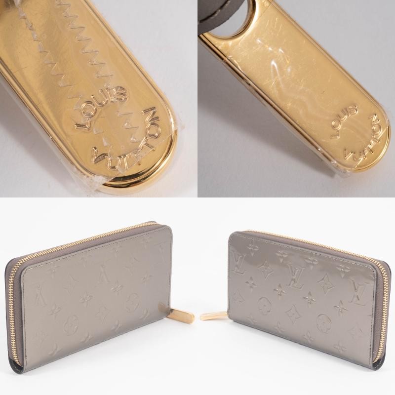 LOUIS VUITTON Zippy Wallet Vernis Champagne Metallise Gold Ziparound Preowned10