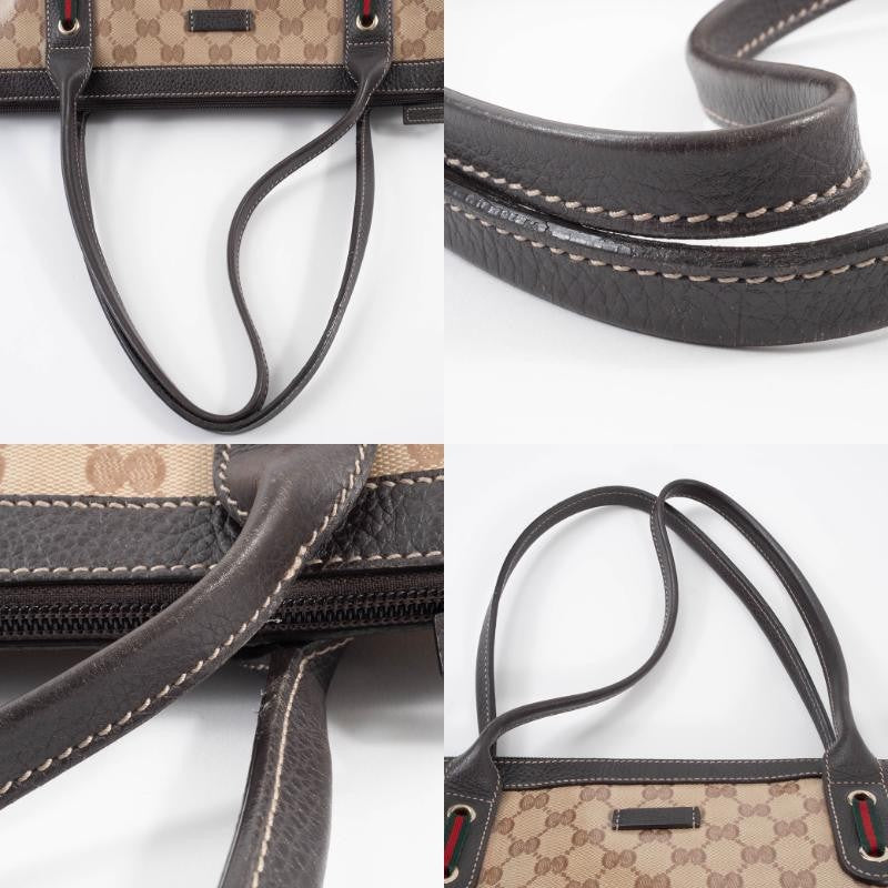 GUCCI GG Crystal Shoulder Tote Bag Sherry Line Web Beige Brown 293599 Preowned9