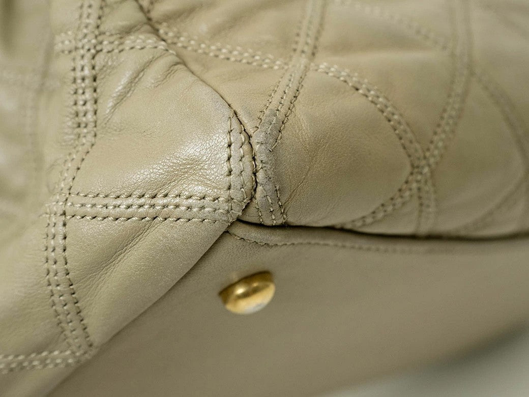 CHANEL Bicolore Leather Chain Shoulder Tote Bag Beige Convertible Preowned Auth5