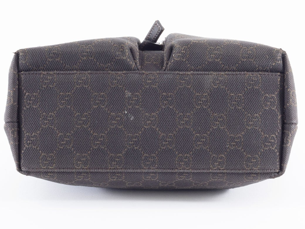 GUCCI GG Canvas Leather Tote Handbag Small Brown 105650 Womens Preowned Auth12