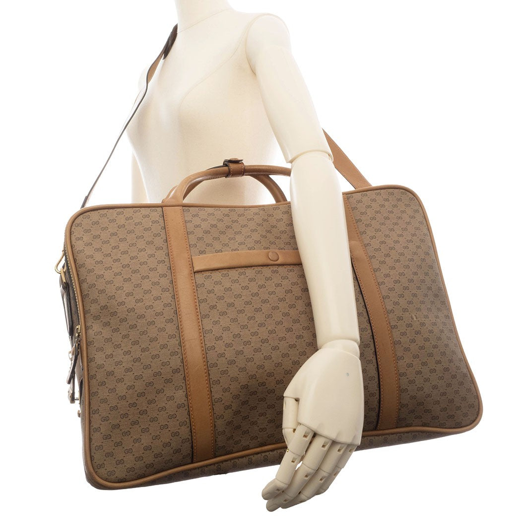 GUCCI Old Gucci Micro GG PVC Boston Bag Travel Beige Brown Vintage Preowned9