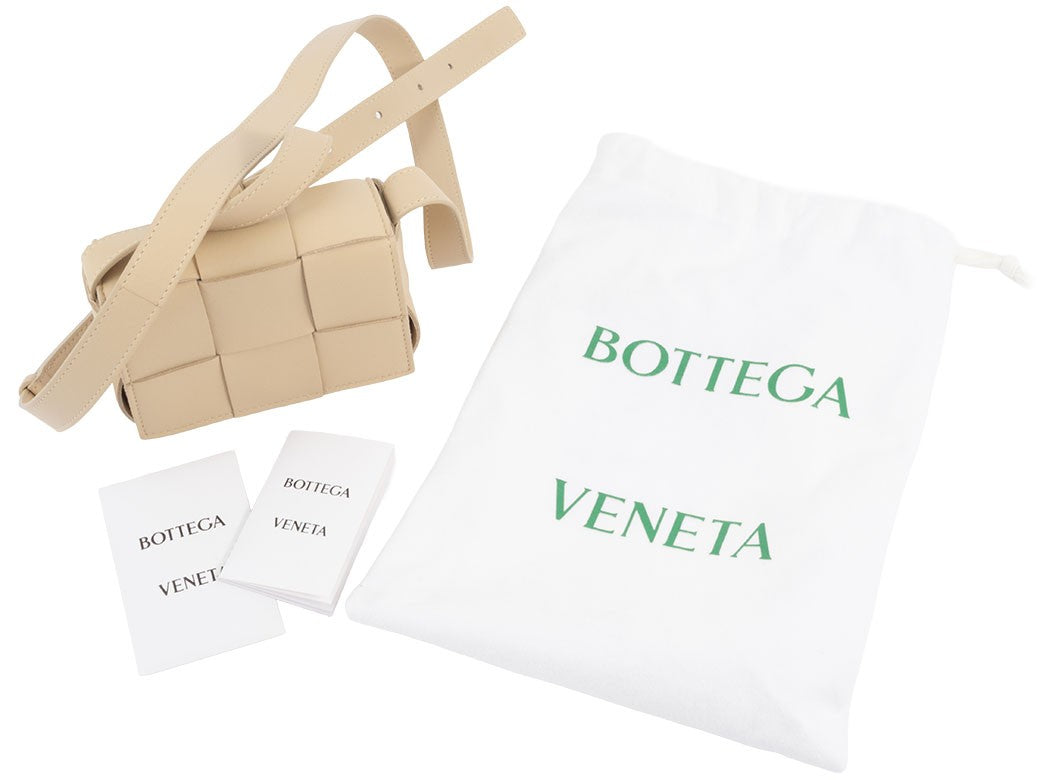 BOTTEGA VENETA Candy Cassette Crossbody Bag Beige Leather 666688 Preowned Auth9