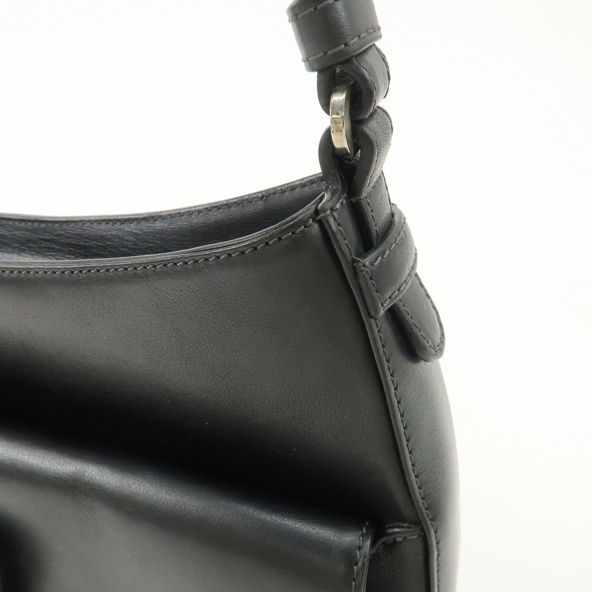 LOEWE Anagram Logo Leather Womens Shoulder Bag Handbag Black Preowned Auth9