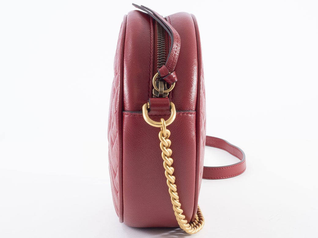 GUCCI GG Marmont Chain Shoulder Bag Red Round Heart Woman 550154 Preowned Auth6