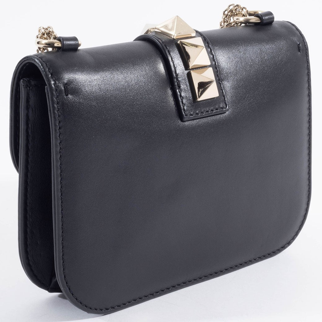 Valentino Garavani Rockstud Chain Shoulder Bag Black Leather Preowned Auth5