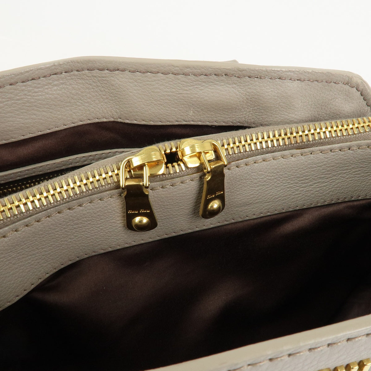 MIU MIU Handbag Logo Leather 2Way Bag Shoulder Bag Gray Authentic Used F/S21
