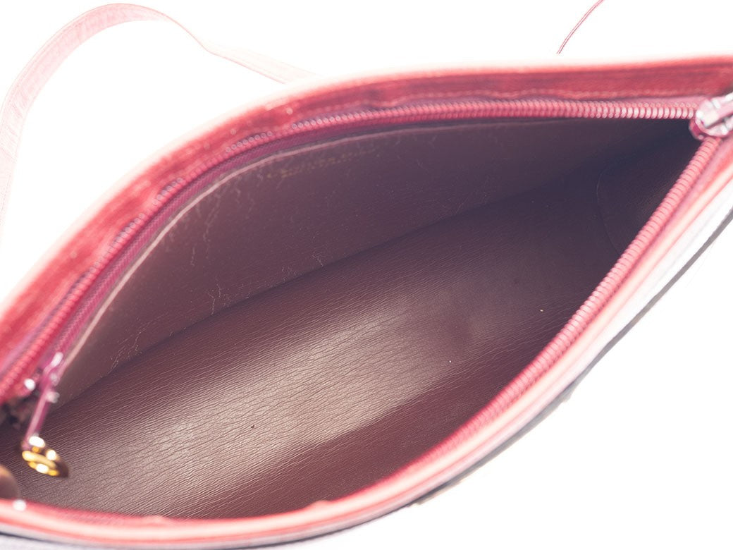 Christian Dior Womens Shoulder Bag Bordeaux Leather Vintage Preowned Auth10