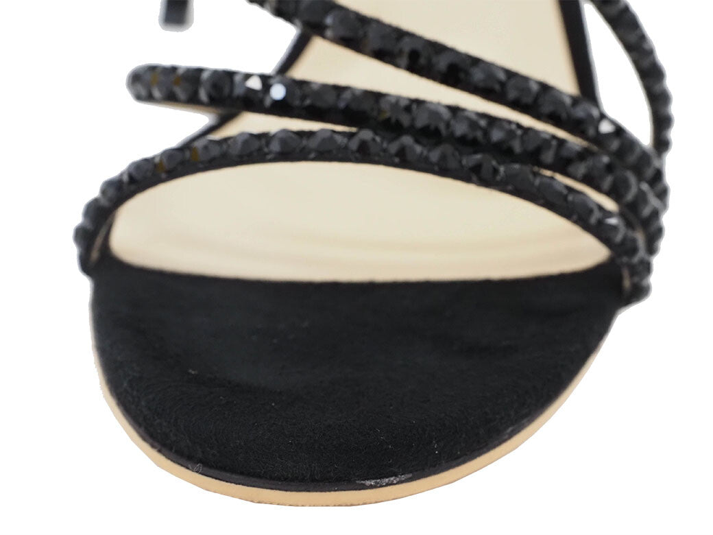 Auth Jimmy Choo Lynn100 Sandals Black Women's 38 Suede Jewel Stone Star Reuse6