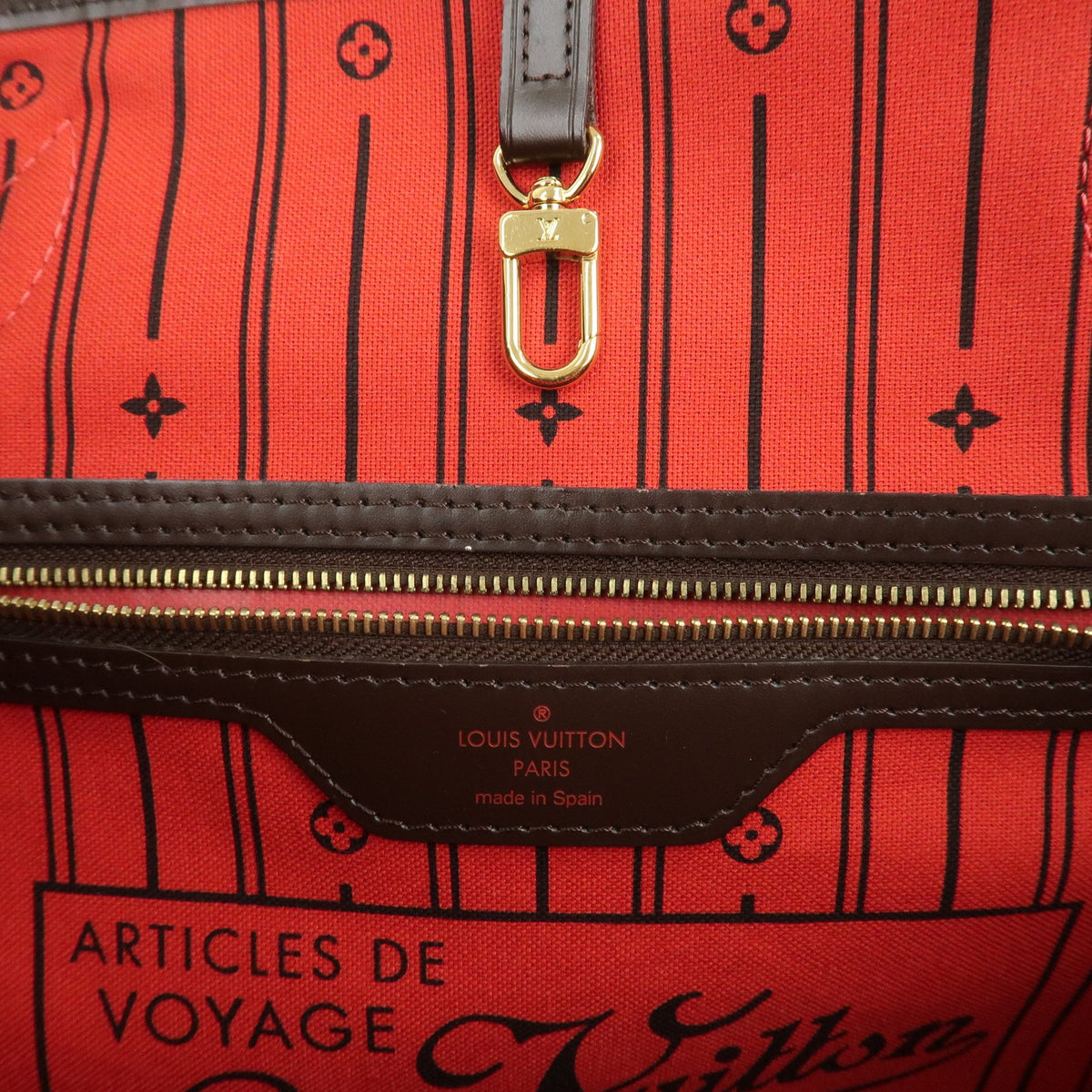 Louis Vuitton Neverfull MM Damier Ebene Tote Shoulder Bag Brown Preowned Auth22