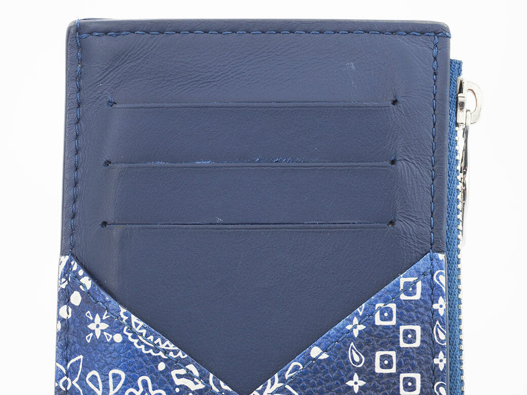 LOUIS VUITTON Coin Case Card Case Blue Monogram Bandana Canvas M81432 Preowned5
