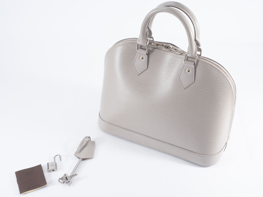 LOUIS VUITTON Alma PM Epi Leather Handbag Gres Gray OffWhite Preowned Auth9