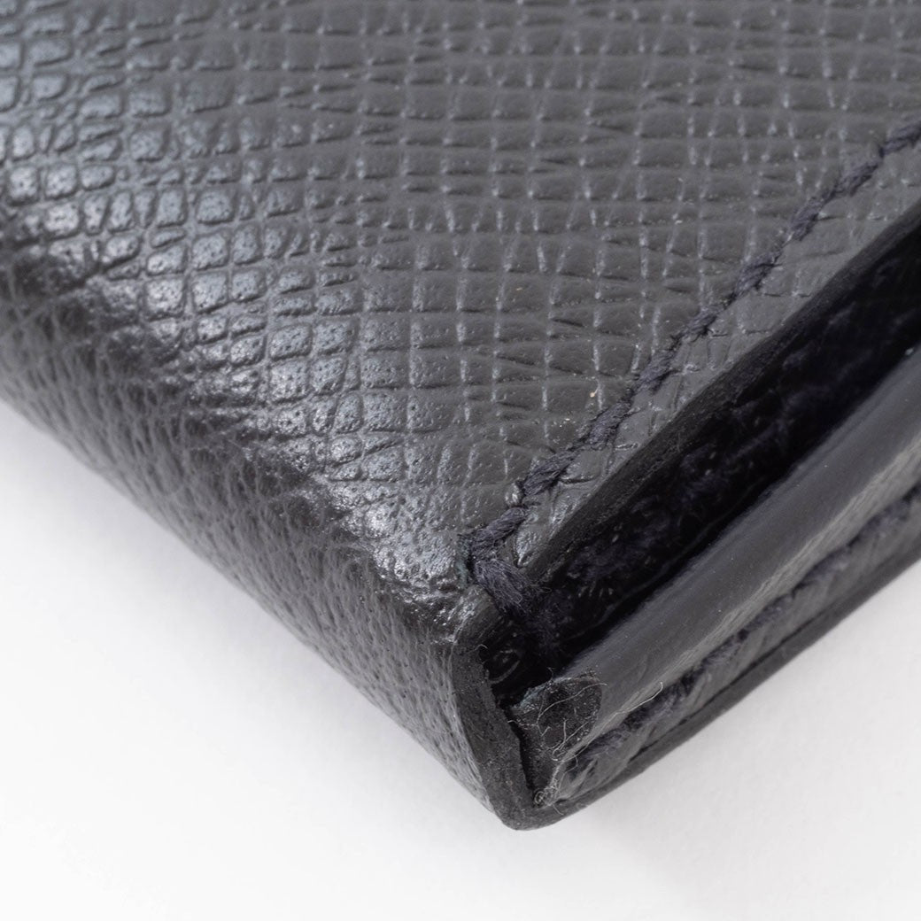 LOUIS VUITTON Porte Monnaie Cuvette Taiga Leather Black Coin Case Preowned Auth11