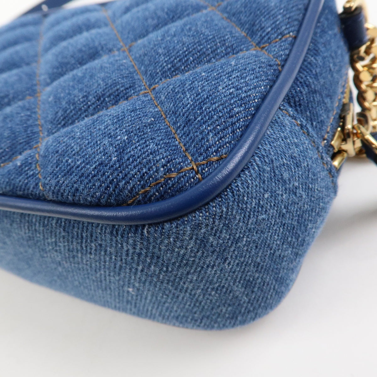 GIANNI VERSACE Denim Leather Chain Shoulder Bag Blue Authentic Used F/S12