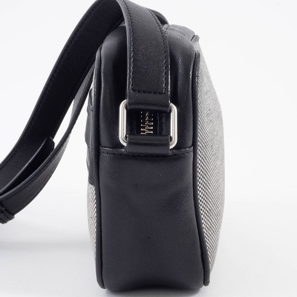 SAINT LAURENT Camp Camera Bag Canvas Leather Black Crossbody 647179 Preowned6
