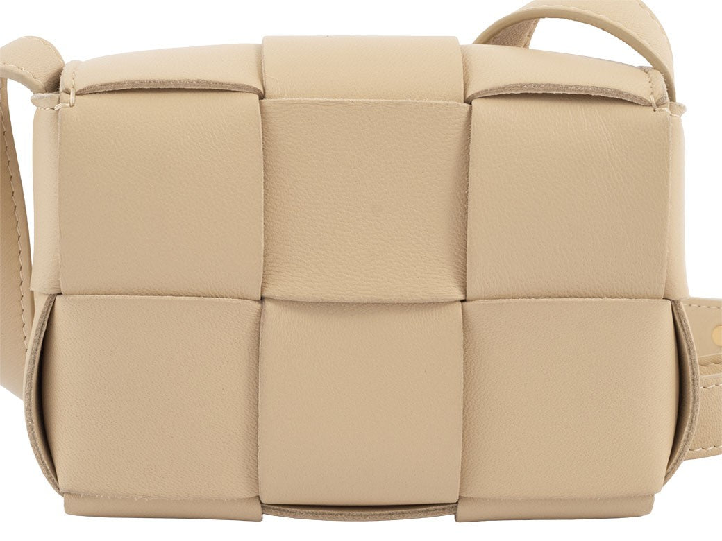 BOTTEGA VENETA Candy Cassette Crossbody Bag Beige Leather 666688 Preowned Auth1