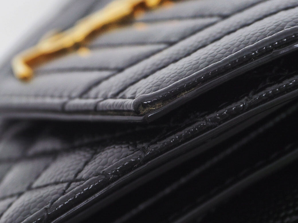 SAINT LAURENT Mix Matrasse Monogram Compact Black Bifold Wallet 651028 Ladies5