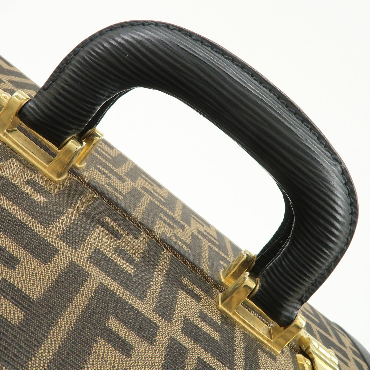 FENDI Zucca Canvas Leather Vanity Bag Makeup Box Brown Black Authentic Used F/S5