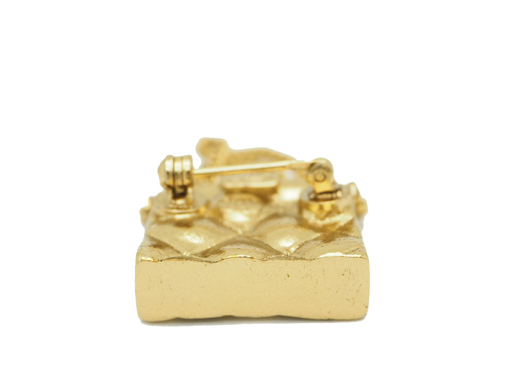 CHANEL MATRASSE brooch chain bag mini gold Ladies 02P metal pin brooch small5