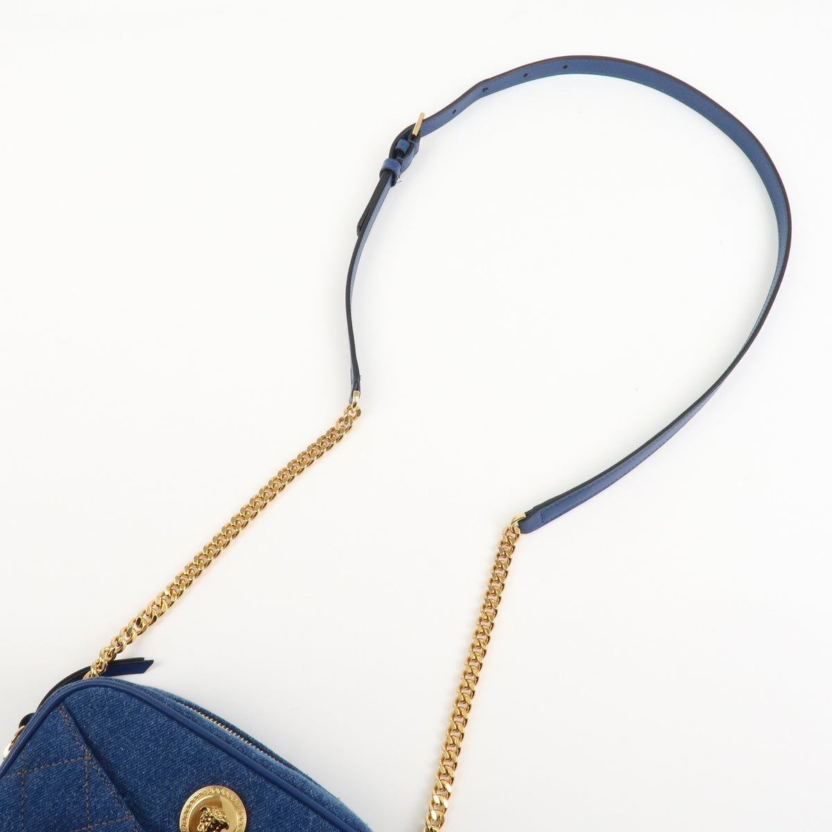 GIANNI VERSACE Denim Leather Chain Shoulder Bag Blue Authentic Used F/S5