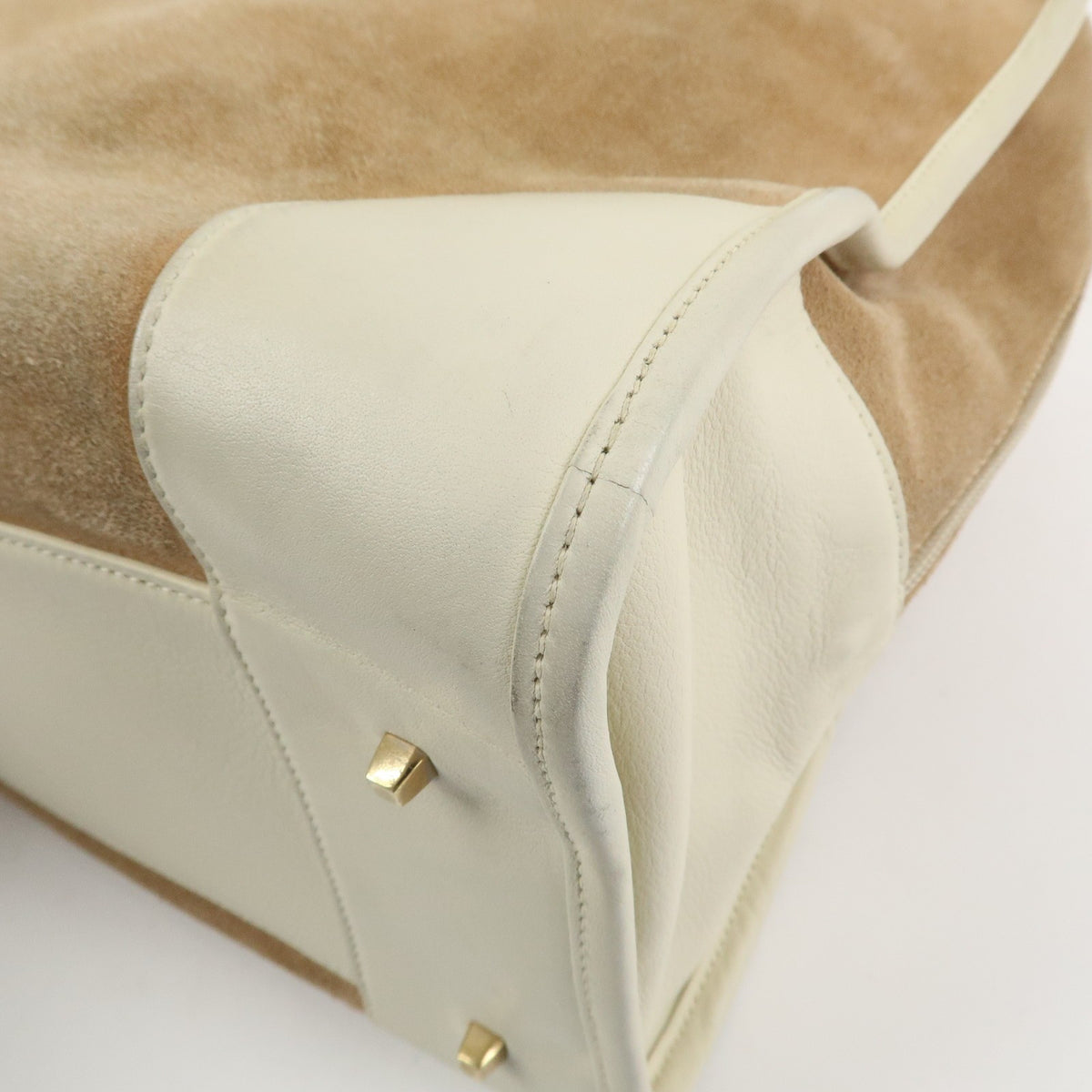 LOEWE Anagram Leather Amazona 32 Hand Bag Tote Bag Beige Ivory Auth Used F/S11