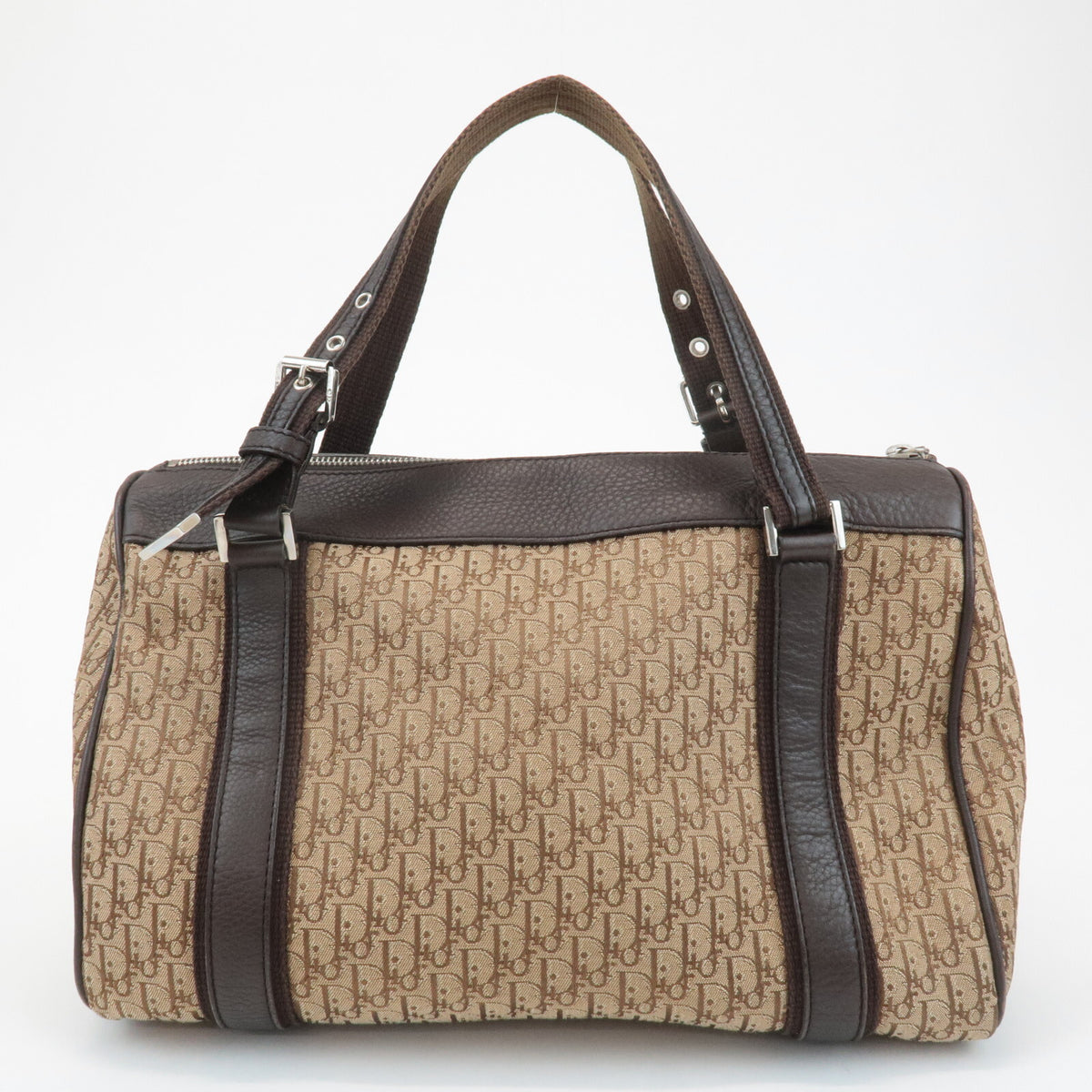 Christian Dior Trotter Street Chic Canvas Leather Boston Bag Beige Preowned1